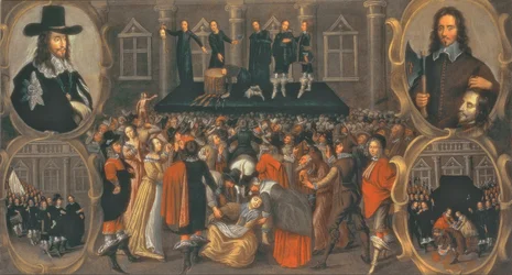 Representación de un testigo presencial de la ejecución del rey Carlos I en 1649