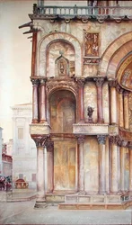 Esquina de la fachada de la Basílica de San Marcos, Venecia, 1870