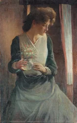 Mujer mirando a la derecha