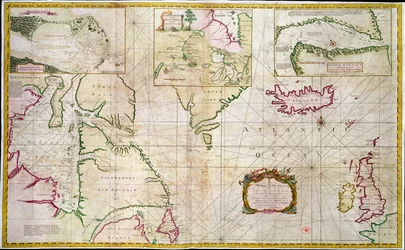 Carta de los mares y estrechos que muestra la posibilidad de un Paso del Noroeste entre la Bahía de Hudson y el Mar del Sur