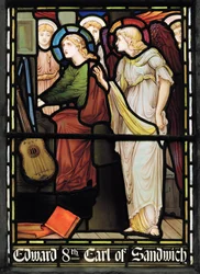 Santa Cecilia cantando, ventana de la Capilla de la Dama