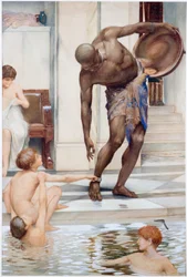 The Bathers, Boys Teasing a Slave (bodycolour, lápiz y acuarela sobre papel)
