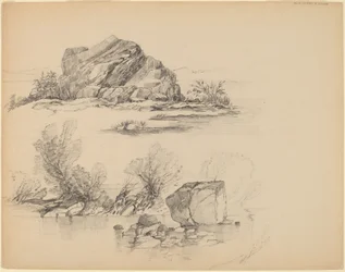 Rocas a lo largo de una orilla del lago [recto]