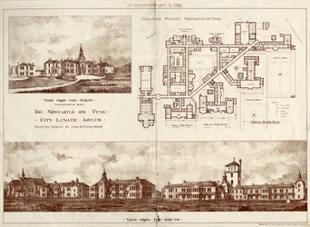 El Asilo de Lunáticos de Newcastle upon Tyne, Coxlodge, c.1829 (fotolitografía)
