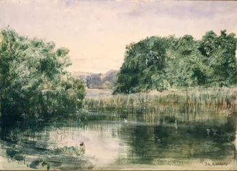 Vista de un Lago con Árboles, 1857
