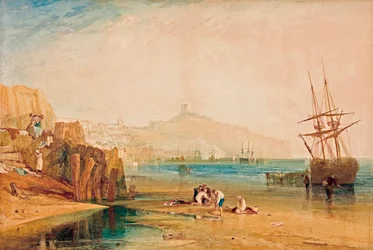 ""Vista de Scarborough temprano en la mañana, niños persiguiendo cangrejos"" Pintura de Joseph Mallord William Turner (1775-1851) alrededor de 1810 Galería de arte de Australia Meridional Adelaide, Australia