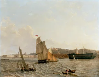 Vista sobre el Támesis hacia Greenwich con el Hospital de Greenwich