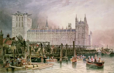 Las Casas del Parlamento en construcción