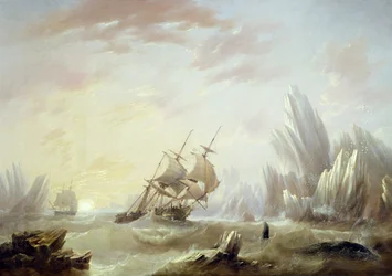 Pesca de ballenas en un mar polar