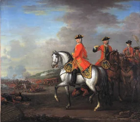 El rey Jorge II (1683-1760) en la batalla de Dettingen, con el duque de Cumberland y Robert, 4º conde de Holderness, 27 de junio de 1743