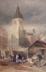 Demolición de la Iglesia de St Benet Fink, Ciudad de Londres, 1844