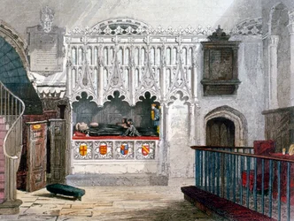 Monumento en la iglesia de San Bartolomé el Grande, Smithfield, Ciudad de Londres, 1851