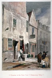 Vista de los restos de la puerta este de la Abadía de San Salvador, Bermondsey, Londres, 1851