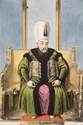 Ahmed I (1590-1617), sultán entre 1603 y 1617, de «Serie de retratos de los emperadores de Turquía».