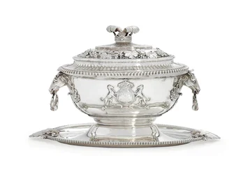 Sopera de Jorge III, tapa, soporte y forro