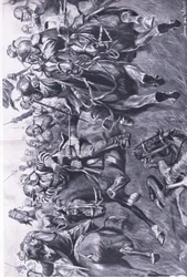 Marston Moor, 2 de julio de 1644: la caballería escocesa al mando de Leslie ataca el flanco del príncipe Rupert, ilustración de British Battles on Land and Sea, 1915