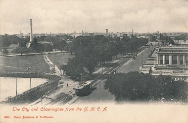 La ciudad y Chowringhee desde el Y.M.C.A., principios del siglo XX