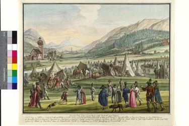 Campamento imperial ruso en el Neurauth en Innsbruck 1799 (acuarela)