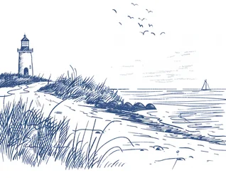 Boceto de un faro costero