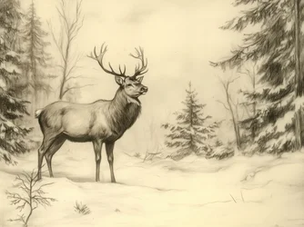 Majestuoso ciervo en invierno