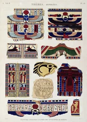 Ilustraciones de diseños pintados de los envoltorios de las momias, Hipogeos, Tebas, lámina 58 del Vol II de 