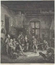 Interior de casa de campo con pareja de baile