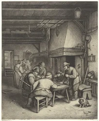 Interior de granjero con jugadores de triktrak