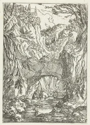 paisaje con puente de roca