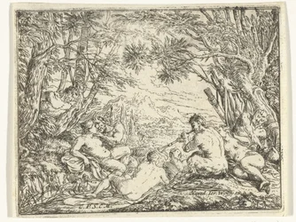 Sátiros y ninfas en un bosque