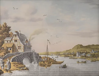 Casas junto a un río