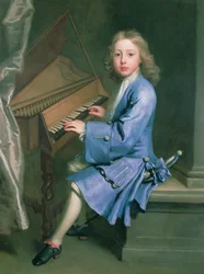 Garton Orme sentado en el espineta, c.1707