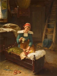 Interior con madre e hijo, 1911