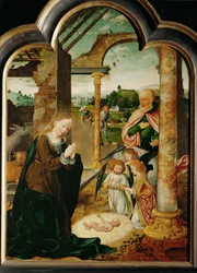 El nacimiento de Cristo (pintura sobre madera de roble)