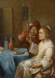 Una pareja bebiendo vino