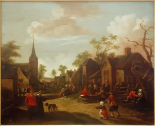 Calle de pueblo animada
