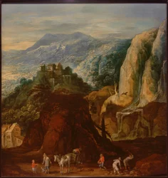 Paisaje rocoso con figuras