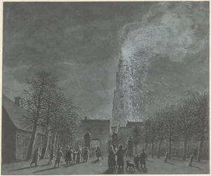 Incendio en la torre de la iglesia de Amersfoort