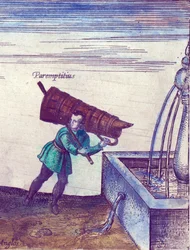 Un aprendiz recogiendo agua de una fuente, 1598 (detalle)