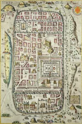 Mapa de Jerusalén y el área circundante, de 