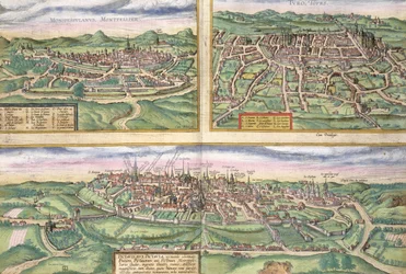 Mapa de Montpellier, Tours y Poitiers, de 