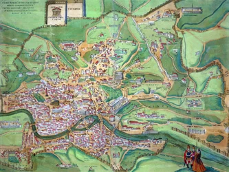 Mapa de Roma, de «Civitates Orbis Terrarum» de Georg Braun (1541-1622) y Frans Hogenberg (1535-90), 1570