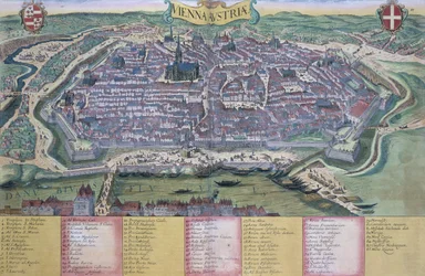 Mapa de Viena, de «Civitates Orbis Terrarum» de Georg Braun (1541-1622) y Frans Hogenberg (1535-90), hacia 1572-1617