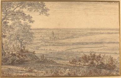 Paisaje extenso visto desde el borde de un bosque