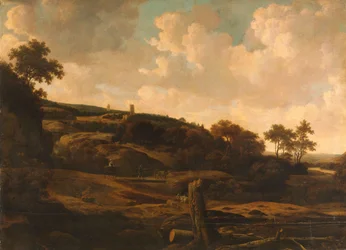 Paisaje montañoso con una ruina