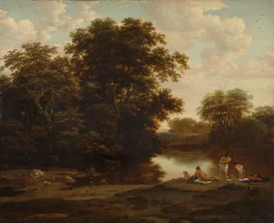 Paisaje con bañistas