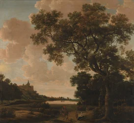 Paisaje con el Schwanenburg, c.1650-1655 (óleo sobre lienzo)