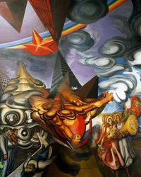 Fresco de José Clemente Orozco (1883-1949) en el techo del Auditorio del Hospital de la Raza en Ciudad de México, México