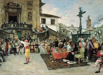 La rifa de los Santos, pintura de José Jiménez Aranda