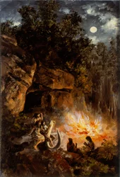 Escena del período Paleolítico superior cuaternario