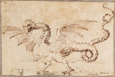 Estudio de un dragón, 1620s